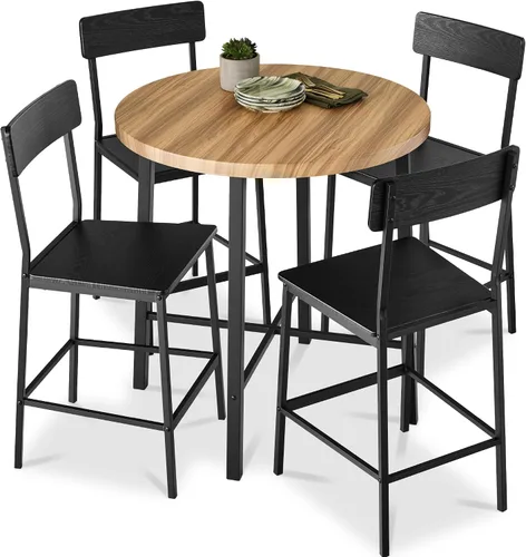 Best Choice Products Juego de comedor redondo moderno de 5 piezas para cocina del hogar, comedor con 4 sillas, mesa de 1.5 pulgadas de grosor, color