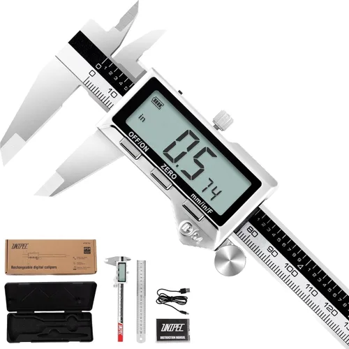 Pinza recargable de 8 pulgadas, herramienta de medición de micrómetro Vernier de acero inoxidable con pantalla LCD grande