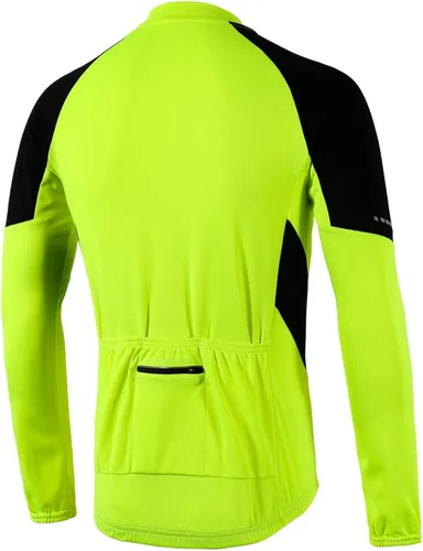 Miniatura 5 de BERGRISAR Camisetas básicas de ciclismo para hombre, manga larga, camisa de bicicleta con bolsillos con cremallera BG012