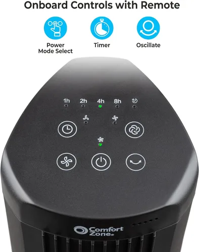Miniatura 2 de Comfort Zone Ventilador de torre oscilante sin aspas de 40 pulgadas Ventilador de pie silencioso, 3 velocidades y 4 modos, temporizador de 15
