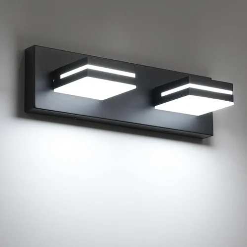 Miniatura 80 de SineRise - Lámpara LED para tocador de baño - Moderna lámpara de acrílico con acabado cromado para iluminación de pared sobre el espejo - 2 luces