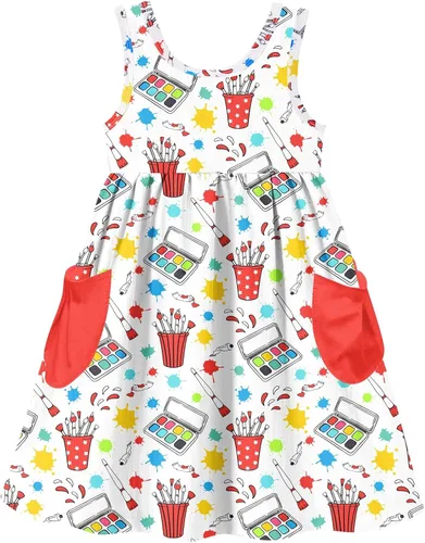 Miniatura 21 de Vieille Vestido sin mangas para niñas pequeñas, lindo vestido de verano con bolsillo, 2-7 años