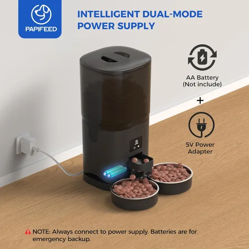 Miniatura 5 de PAPIFEED Comedero Automático para Gatos de 7L para 2 Gatos - Alimentador Automático Temporizado 2.4G WiFi con Control por APP, Dispensador de Comida