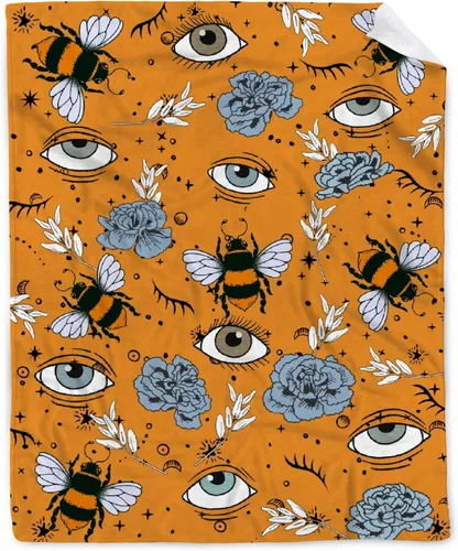 Manta de otoño de flores y ojos de abeja, regalo para sábana ligera y cómoda, manta de franela súper suave, decoración perfecta para el hogar para