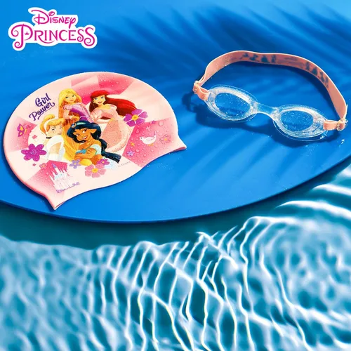 Miniatura 2 de Disney Juego de gafas de natación y gorro de natación para niños con protección UV antivaho (princesa rosa, 3-6 años)