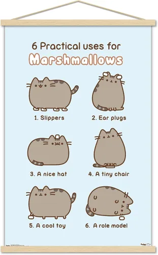 Miniatura 16 de Trends International Pusheen - Póster de pared de malvavisco, 14.725 x 22.375 pulgadas, versión enmarcada de madera de granero