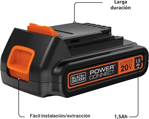 Miniatura 3 de BLACK+DECKER Batería 20V MAX, Batería de Iones de Litio 1.5Ah, Tiempo de Funcionamiento Extendido, Compatible con Herramientas, Equipo