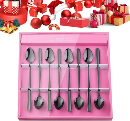 Miniatura 25 de YDware - Juego de cucharas de té helado de mango largo, cucharas doradas de cambio gradual de 7.87 pulgadas, cucharas de cóctel de acero inoxidable