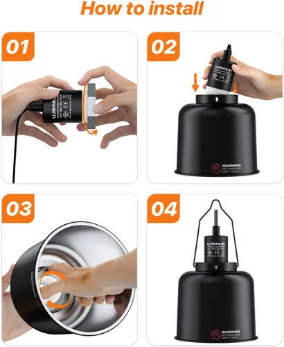 Miniatura 5 de Lámpara de calor para reptiles de 5.5 pulgadas de profundidad con abrazadera y controlador digital de termostato de reptiles, soporte de bombilla