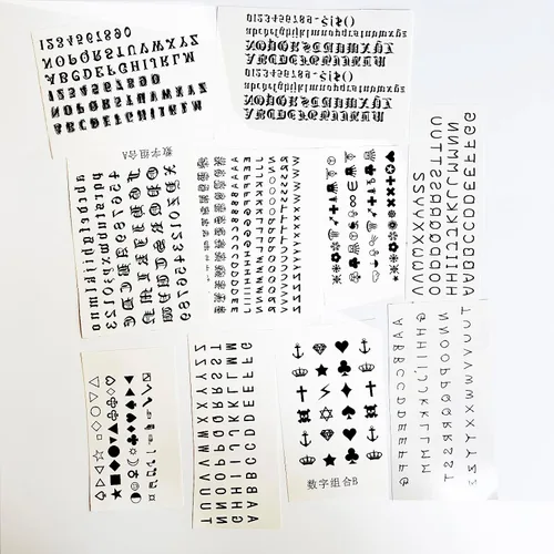 Miniatura 3 de 30 hojas de calcomanías temporales para tatuajes del alfabeto, tatuajes de dedos, letras negras en inglés, nombre de bricolaje, tatuajes de corona