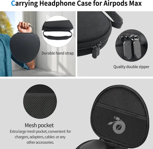 Miniatura 5 de Funda rígida para AirPods Max con modo de sueño, funda de transporte para auriculares con almohadillas de silicona para AirPods