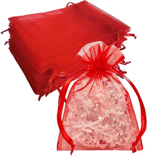 Miniatura 16 de 100 bolsas de organza con cordón de regalo para joyas, galletas, malla de tela transparente de 5 x 7 pulgadas, bolsa reciclable duradera para baby