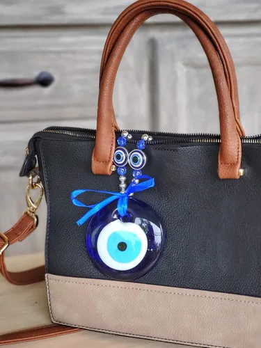 Miniatura 5 de LUCKBOOSTIUM Amuleto único y elegante contra el mal de ojo con cuentas de cristal azul para colgar en el auto, dijes para fuerza, protección