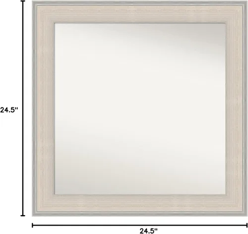 Miniatura 6 de Amanti Art Espejo de baño blanco para sobre el fregadero, 25 x 25 pulgadas, espejo de tocador cuadrado blanco y plateado, marco de madera de cabaña
