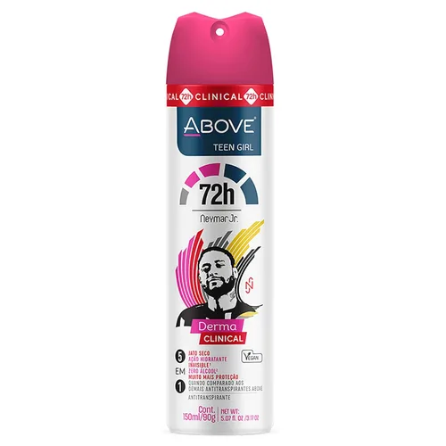 ABOVE 72 Hours Derma Clinical Desodorante antitranspirante, Neymar Jr Teen Girl, 3.17 onzas – Desodorante para adolescentes – Frutas rojas y notas