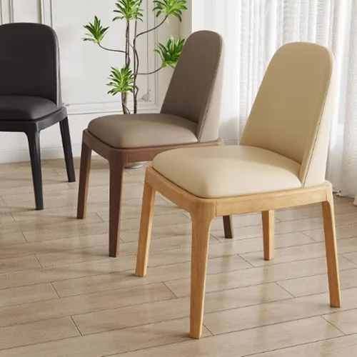 Miniatura 3 de Juego de 2/4 sillas de comedor, sillas de comedor de madera, silla tapizada para sala de estar, silla de vestíbulo sin brazos con respaldo curvo