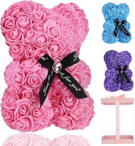 Miniatura 13 de Lgv Oso de rosas de flores, regalo romántico para el día de la madre de San Valentín, Navidad, cumpleaños, novia, madre, esposa, con diamantes Zafiro