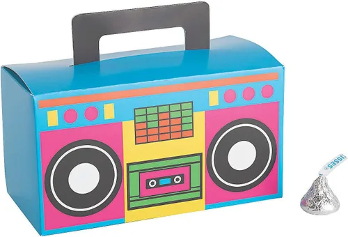 Fun Express Boom Box Cajas de recuerdos – Suministros de fiesta retro para vacaciones VBS Escuela Bíblica y eventos temáticos – Ideal para bolsas de