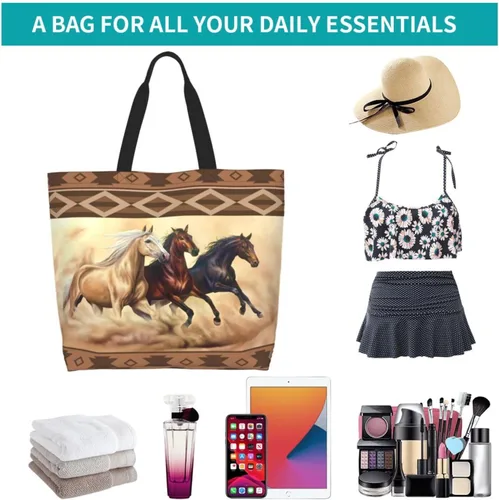 Miniatura 5 de Bolsa de mano para mujer, bolsa de playa grande, reutilizable, bolsa de comestibles, bolsa de hombro casual, bolsa de mano para compras, viajes