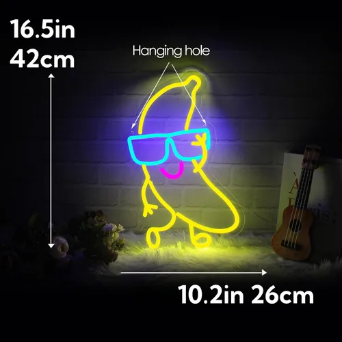 Miniatura 4 de Letrero de neón de plátano bailarín, luz de neón de plátano, letrero con luz LED para decoración de pared, regulable para arte de pared