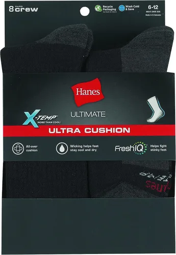 Miniatura 23 de Hanes Calcetines acolchados Max para hombre, absorben la humedad con control de olores, paquete múltiple