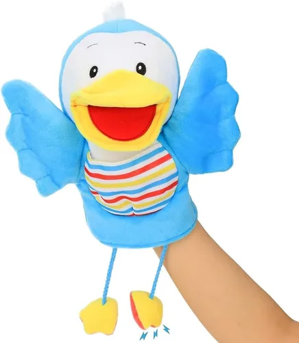 Hopearl Marioneta de mano de pájaro de peluche con boca abierta y movible para juego imaginativo, juego de rol, juguete interactivo para contar