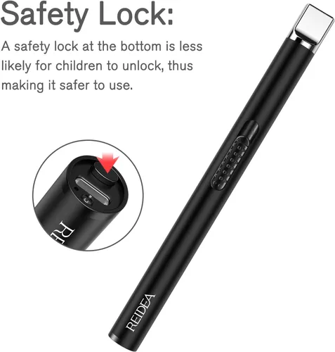 Miniatura 6 de REIDEA Encendedor Eléctrico S4, Encendedor de Velas USB Recargable con Interruptor de Seguridad, Encendedor Electrónico de Arco, Resistente al Negro