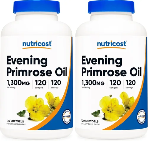 Miniatura 7 de Nutricost Aceite de onagra de 1,300 mg, 120 cápsulas blandas (3 botellas), sin OMG, sin gluten, 120 porciones
