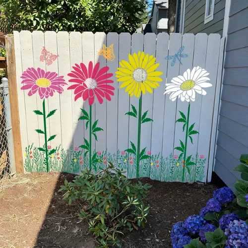Miniatura 2 de Plantillas de flores grandes para pintar en plantillas de valla de madera para exteriores, plantilla de flor de cono de margarita reutilizable