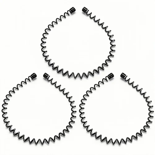 Miniatura 14 de Diademas de metal para hombres, bandas de cabello onduladas unisex de moda, bandas de cabello elásticas en zigzag perfectas para deportes al aire