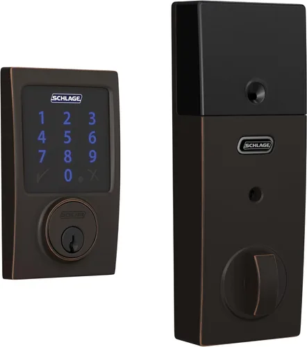 Schlage Connect BE469ZP CEN 716 - Cerradura de seguridad inteligente con alarma incorporada, moldura Century en bronce envejecido