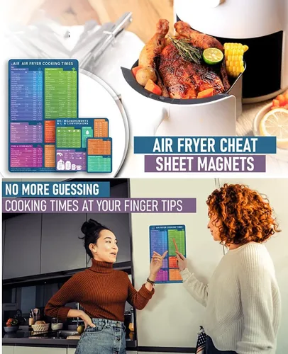 Miniatura 3 de Juego de imanes con tabla de tiempos de cocción para freidora de aire – Imanes informativos completos para más de 100 alimentos, guía de referencia