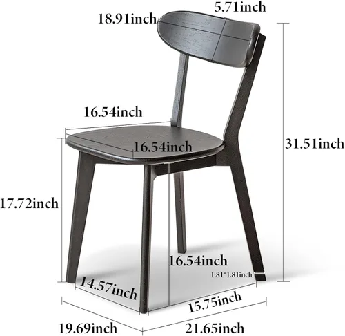 Miniatura 2 de Sillas de comedor de madera maciza, sillas de comedor modernas de mediados de siglo con cómodo respaldo curvo, sillas de madera para cocina, comedor