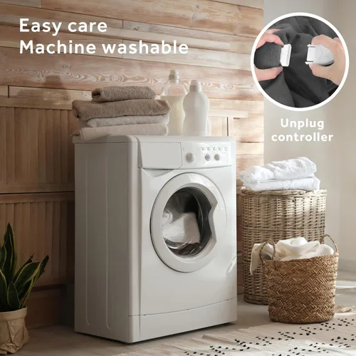 Miniatura 8 de Manta eléctrica térmica Sunbeam Royal Luxe de microfelpa, 12 ajustes de calor, apagado automático seleccionable de 12 horas, calentamiento rápido