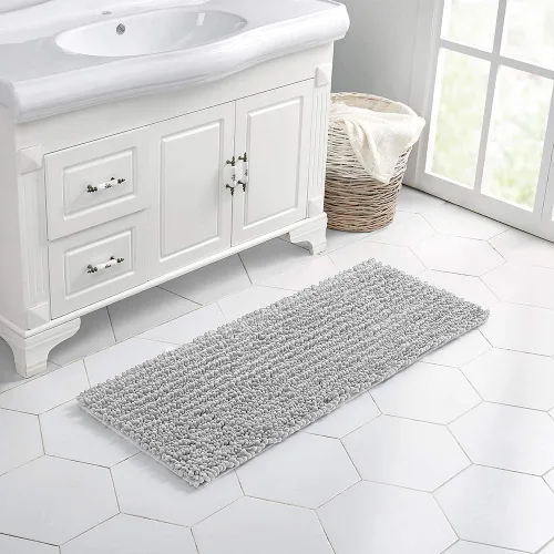 Miniatura 328 de Walensee Alfombra de baño antideslizante (24x17 pulgadas, rosa polvoriento) absorbente de agua, súper suave, lanuda de felpilla, lavable a máquina