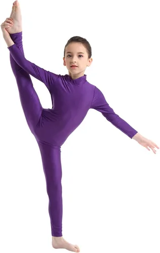 Miniatura 16 de Body de manga larga para niños y niñas, con cuello alto, cuerpo completo, leotardo de gimnasia