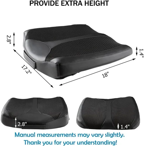 Miniatura 7 de Cojín de asiento de espuma viscoelástica de cuero para coches para personas bajas, para aliviar el dolor de cadera (coccis/cóccix) y de espalda