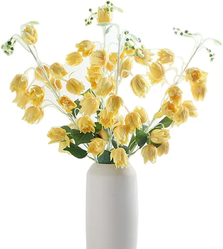 Miniatura 5 de XZJMY 3 piezas de flores artificiales de seda de arándano para exteriores, plantas falsas de plástico sintético para decoración de oficina en casa