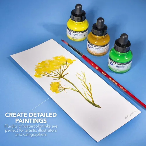 Miniatura 5 de Daler-Rowney Aquafine - Tinta de acuarela azul Phthalo de 1.0 fl oz, tinta líquida versátil para acuarelas para artistas y estudiantes, uso
