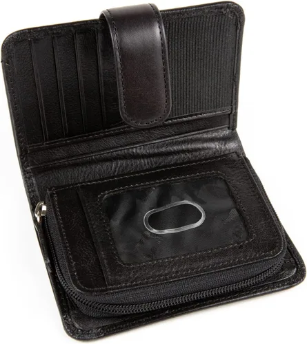 Miniatura 6 de WalletBe Cartera RFID de acordeón de cuero para mujer con monedero Negro - contemporáneo