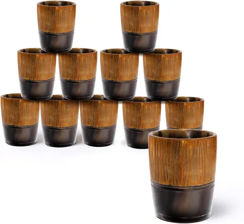 Miniatura 43 de Handicrafts Home Juego de 4 vasos de chupito hechos a mano, patrón entrecruzado de 6.5 onzas, chupitos de whisky vikingo naturales para cócteles