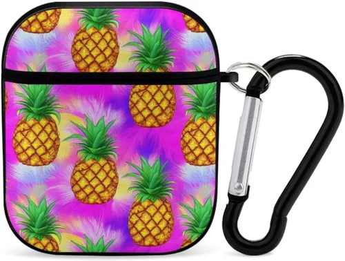 Funda con diseño tropical de piñas de neón para AirPods, TPU a prueba de golpes, compatible con AirPods 2 y 4