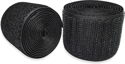 Miniatura 6 de Cinta de gancho y bucle de 1,5 pulgadas de ancho, color negro, no adhesiva, 1 yarda de longitud, cinta de nailon negro, juego de sujetadores de tela