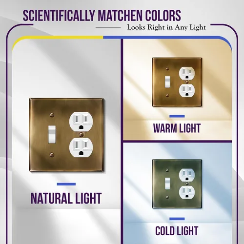 Miniatura 2 de ENERLITES Placa de pared de metal para combinación de interruptor de palanca y receptáculo dúplex, cubierta de salida de acero inoxidable 201
