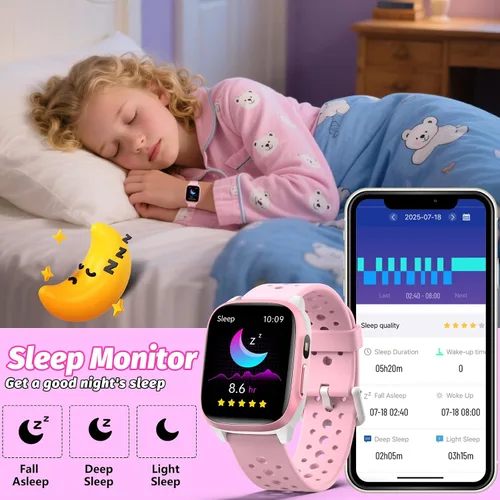 Miniatura 4 de Reloj para niños con 140 modos deportivos, rastreador de fitness para niños de 1.5 pulgadas, reloj inteligente para niñas, no requiere