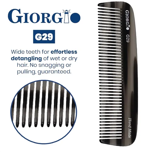 Miniatura 4 de Giorgio G29 - Peine de bolsillo de dientes finos Grahpite negro para hombres, peine alisador para el cuidado diario del cabello, bigote y barba