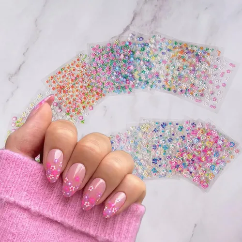 Miniatura 14 de 6 hojas de calcomanías de arte de uñas de animales autoadhesivas 3D, diseño de letras de gato, divertidas calcomanías de uñas para primavera