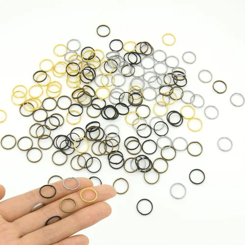 Miniatura 14 de 200 piezas de mini anillo de salto dividido de 0.394 pulgadas con doble bucles, pequeños anillos redondos de metal negro, conectores para hacer