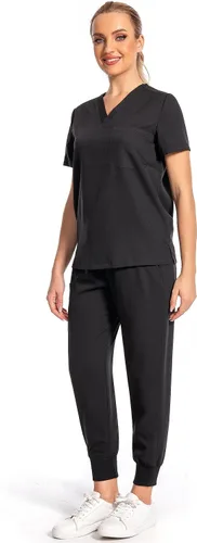 PuriPure Conjunto de ropa quirúrgica para mujer, uniforme de enfermera, pantalones deportivos clásicos con cuello en V y pantalones quirúrgicos,
