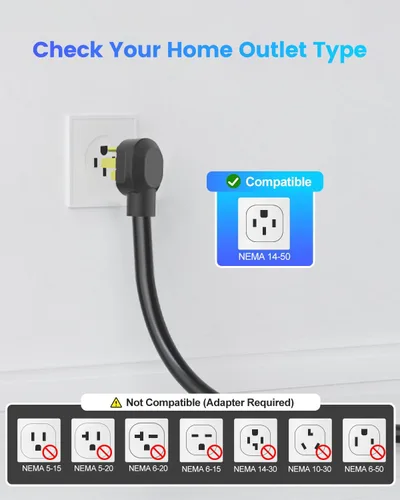 Miniatura 6 de SEGUMA Cargador EV de Nivel 2, Cargadores de Coche Eléctrico de 40 Amperios, Cable de 25 Pies con Enchufe NEMA 14-50, Corriente Ajustable, Retardo